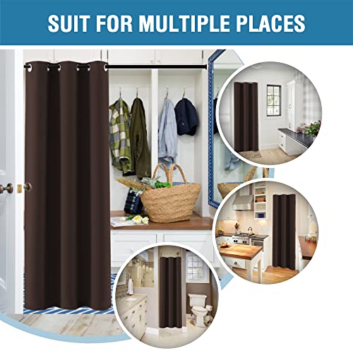 Doorway Curtain Blackout Closet Door Curtain Room Divider Window Treatment Curtain for Bedroom Thermal Insulated Privacy Drape Soundproof Grommet (42"W x 80"L (Pack of 1) / Chocolate Brown)