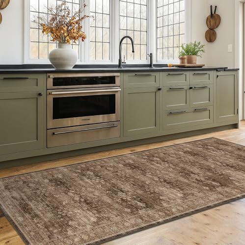 Washable 10ft Long Runners for Hallways (2'6" x 10' (Runner) / Brown)