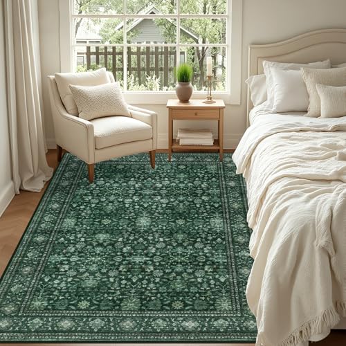 5x7 Area Rugs Living Room (Deep Green / 5' x 7' (Rectangular))
