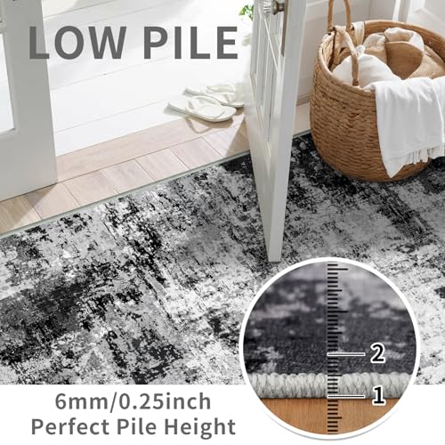 2x8 Washable Runner Rugs for Hallway (Black/Grey / 2' x 8' (Runner))