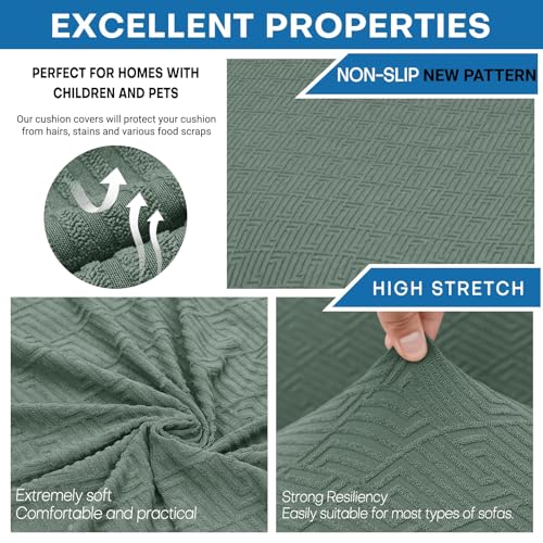 3 Piece Stretch Loveseat Sofa Cover (55"-69"(2 Cushions) / Pea Green)