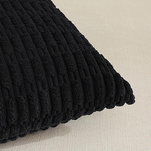 4 Packs Decorative Throw Pillow Covers for Living Room Couch Bed (20" x 12" (Pack of 4) / Black)