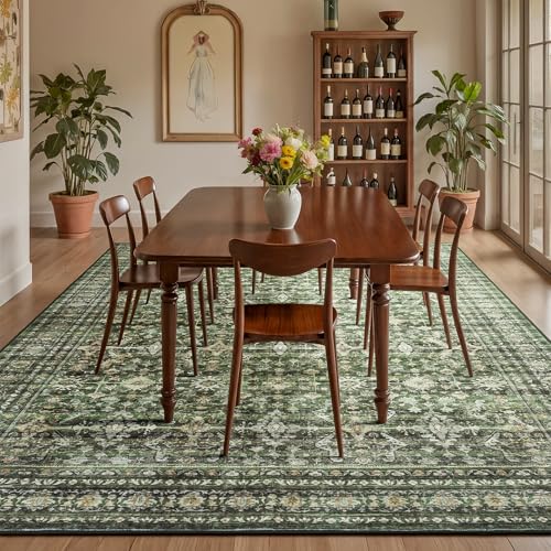 8x10 Area Rugs for Living Room Green Washable Non (Green / 8' X 10' (Rectangular))
