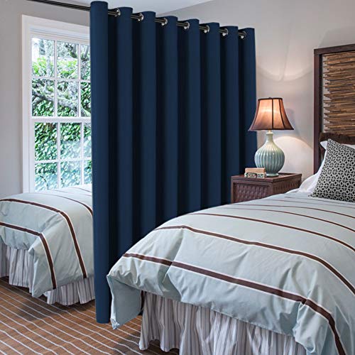 Blackout Patio Curtains 100 x 96 Inches for Sliding Door Extral Wide Blackout Curtain Panels Thermal Insulated Room Divider (100"W x 96"L (Pack of 1) / Navy Blue)