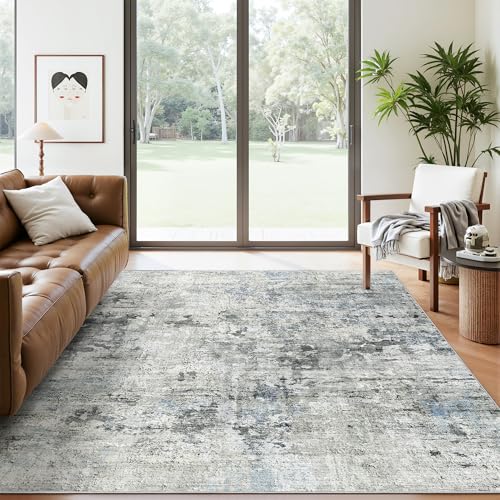 Abstract Area Rug 6x9 for Living Room Washable Rugs Gray (Gray/Blue / 6' x 9' (Rectangular))