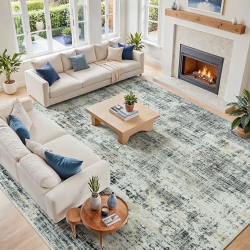 10x12 Washable Area Rug for Living Room Bedroom (Black Gray/Gold / 10' x 12' (Rectangular))