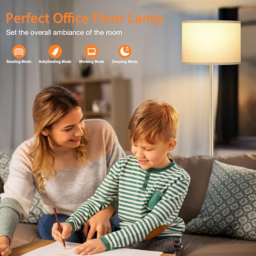 60'' Modern Floor Lamp with Remote (Beige Shade Gold Pole Remote / 60 Inches (With Bulb))
