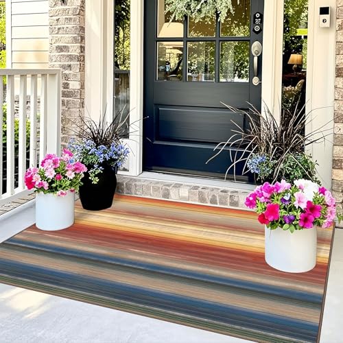 3x5 Ombre Entry Rug (Sunset Ombre - Rust/Blue / 3' x 5' (Rectangular))