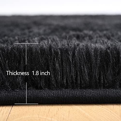 Soft Runner Rug for Bedroom Living Room Plush Fluffy Rug 2x3 (Black / 2' x 3' (Runner))