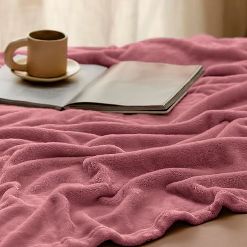 GentleSoft Fleece Throw Blanket for Couch Dusty Rose (Dusty Rose / Throw XL (50" X 70"))