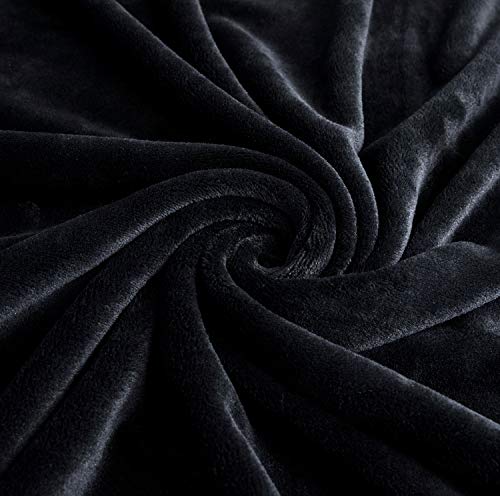 Large Flannel Fleece Throw Blanket (50"x70" / Black)