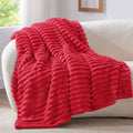 Ribbed Twin Blanket for Couch & Bed (Red / Twin(60"x80"))