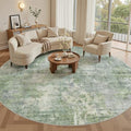 Round Rugs 9ft Living Room Circle Area Rug 9x9 Green (Green/Ivory / 9' (Round))
