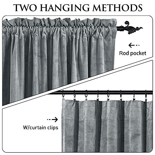 Light Grey Privacy Curtains Soft Velvet Drapes 90 inches (Neutral Series - Light Grey / 52"W x 90"L (Pack of 2))