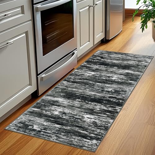 Kitchen Runner Rug for Hallway Non (Black White Grey Green / 2' x 5' (Runner))