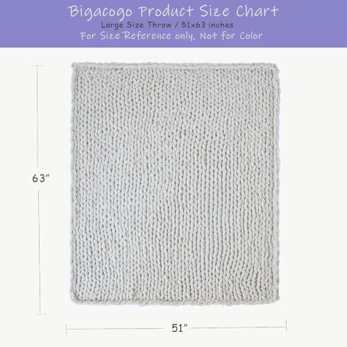 Chunky Knit Throw Blanket for Couch (Cold Sea Blue / 51"x63" (Large Size Throw）)