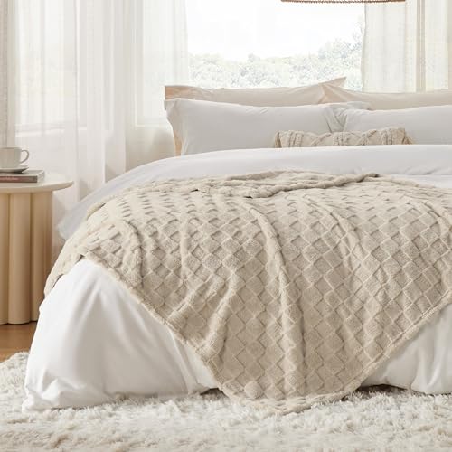 Checkered Soft Cozy Twin Blanket for Bed (Oatmeal / Twin (60" X 80"))