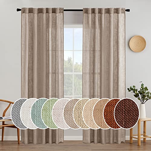 Taupe Linen Curtains 52x84 Inch Length for Bedroom and Living Room (Taupe / 52"W x 84"L (Pack of 2))