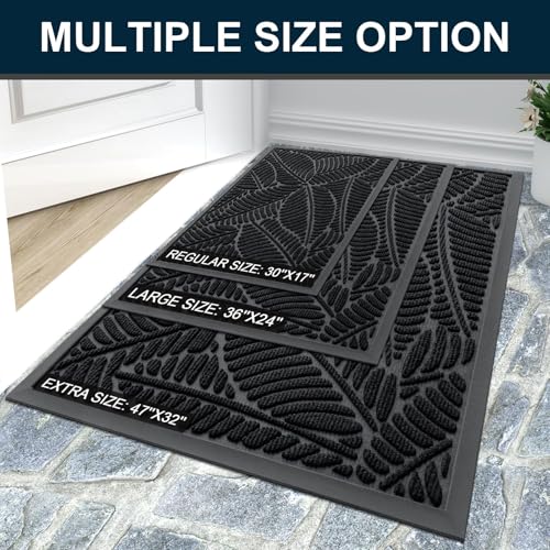 Waterproof Front Doormat (Black / 47" X 32")
