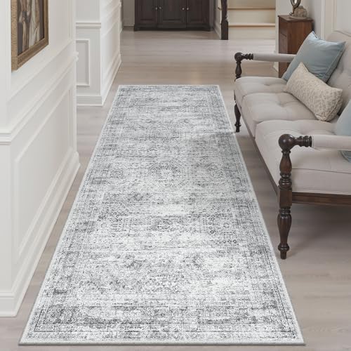 Washable Kitchen Runner Rug 3x6 Hallway Entry Rugs Non (Grey / 3' x 6' (Runner))