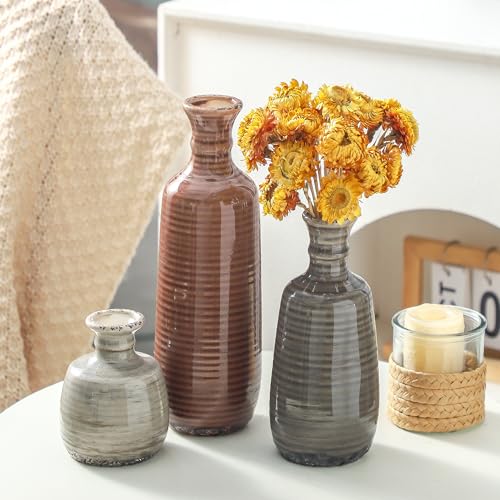 Ceramic Vases Set of 3 (011 - Brown)