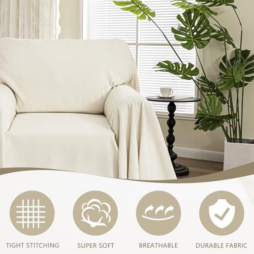 Oversized Chair Cover (71" x 91" / Tassels Edge-beige)