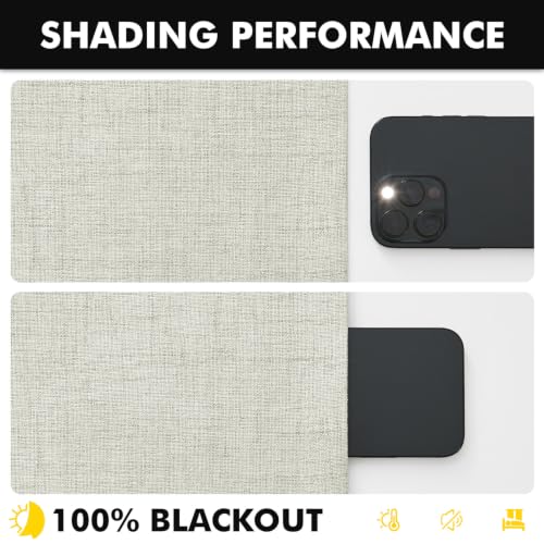 100% Blackout Linen Curtains 42 x 72 Inch Light Beige 2 Panels (Light Beige / 42"W x 72"L (Pack of 2))
