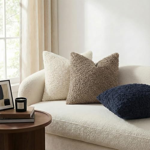 Sherpa Decorative Throw Pillow Covers 26x26 Set of 2 Khaki (Khaki / 26" x 26" (Pack of 2))