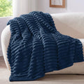 Ribbed Twin Blanket for Couch & Bed (Navy / Twin(60"x80"))