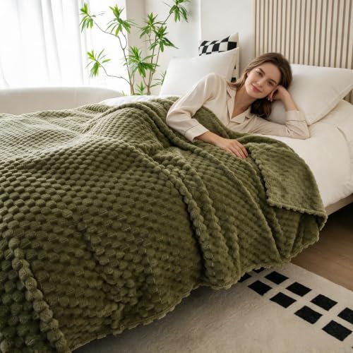 3D Fleece Queen Size Blanket for Bed (Olive Green / Queen ( 90x90 IN ))