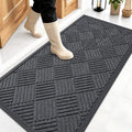 Front Door Mat Outside Entrance 47x23 (47" X 23" / Black Gray Diamond)