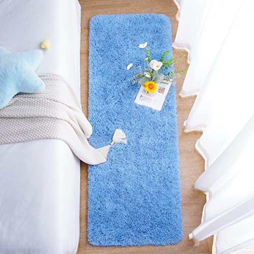 Soft Runner Rug for Bedroom Living Room Plush Fluffy Rugs 2x6 (Cobalt Blue / 2' x 6' (Runner))