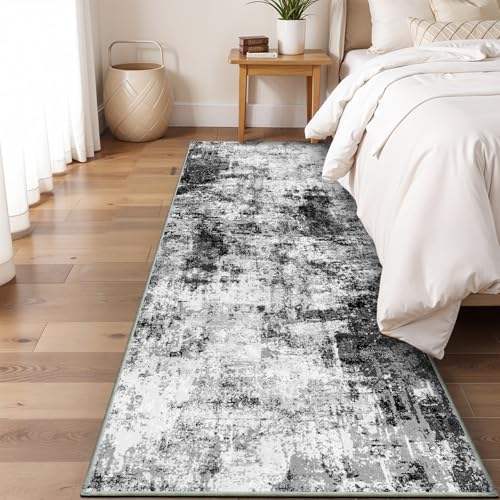 2x8 Washable Runner Rugs for Hallway (Black/Grey / 2' x 8' (Runner))