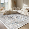 Soft Area Rugs 5x7 (5' x 7' (Rectangular) / Cream White & Blue)