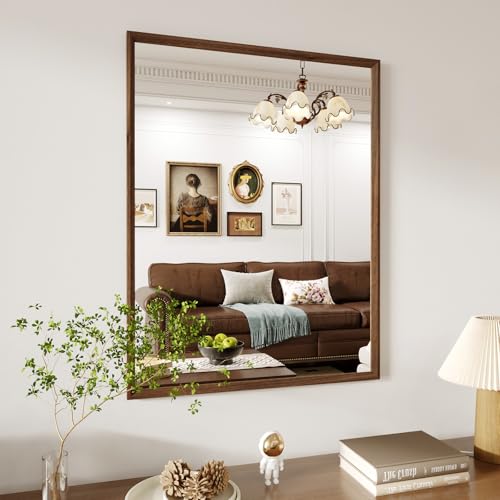 Walnut Bathroom Mirror 28X36 Inch Rectangle (Walnut / 36"L x 28"W)