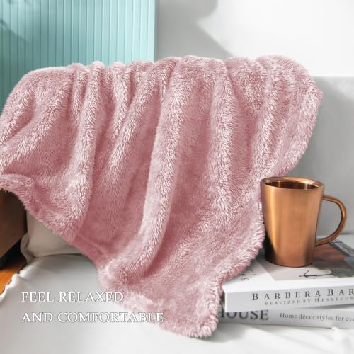 Fuzzy Large Fleece Throw Blanket for Couch (Dusty Pink / 50x70 IN)