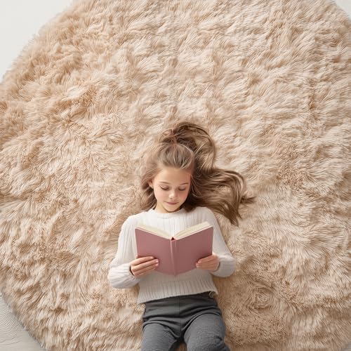 Beige Round Rugs for Bedroom (6 Ft Round / Beige)