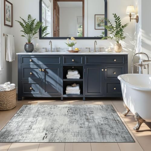 3x5 Washable Non Slip Area Rugs for Bedroom Living Room (Light Neutral Gray / 3' x 5' (Rectangular))