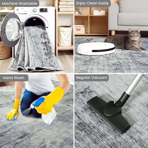 3x5 Washable Non Slip Area Rugs for Bedroom Living Room (Light Neutral Gray / 3' x 5' (Rectangular))
