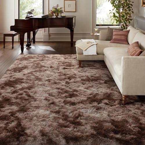 8x10 Ft Extra Large Shag Brown Area Rug for Living Room (Ac Tie Dyed Coffee / 8' X 10' (Rectangular))
