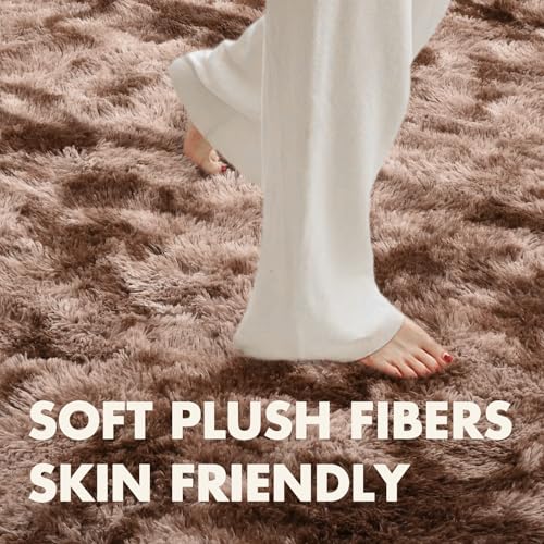 4x6 Ft Shag Brown Area Rug for Bedroom Living Room (Ac Tie Dyed Coffee / 4' X 6' (Rectangular))