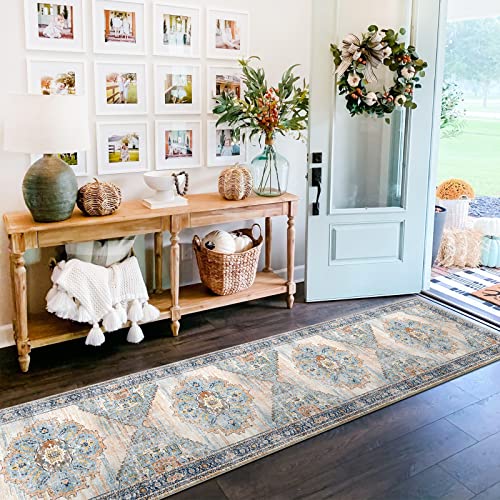 Washable Runner Rug 2x10 (Blue / 2' x 10' (Rectangular))