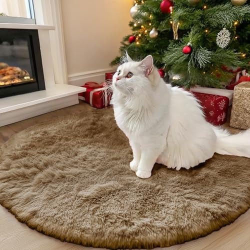 Taupe Round Rugs for Bedroom (3 Ft Round / Taupe)