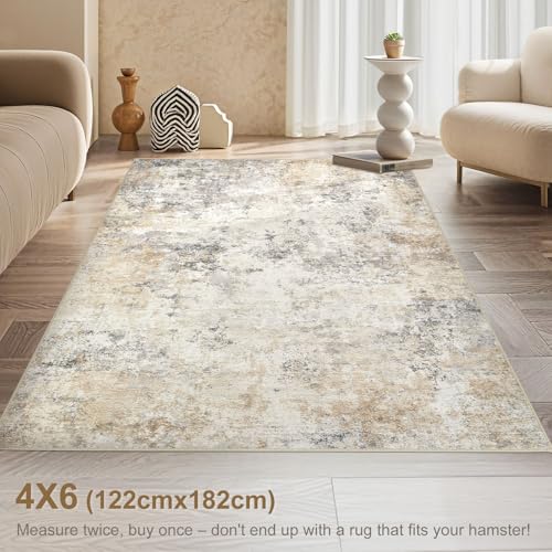 4x6 Area Rug Living Room Rugs (Golden Grey / 4' x 6' (Rectangular))