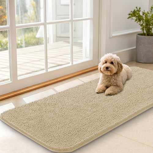 Dog Door Mat for Muddy Paws 47x20 (Beige / 47" X 20")