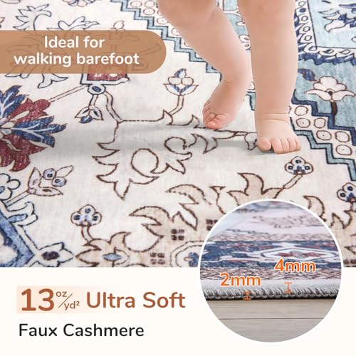 Soft Area Rugs 3' (3' (Round) / Blue & Red)