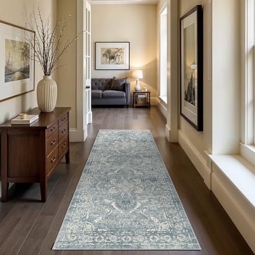 2x6 Washable Runner Rug (Blue / 2' x 6' (Runner))