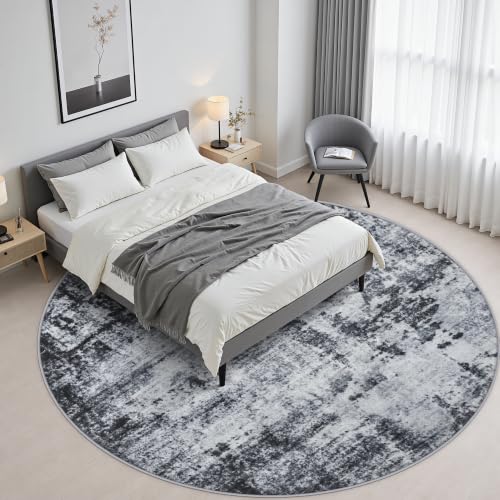 Round Area Rug Living Room (Dark Black / 5' (Round))
