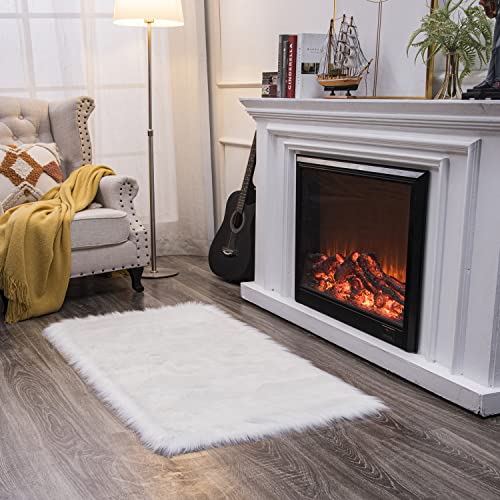 Ultra Soft Fluffy Shaggy Area Rug Faux Fur Rug Chair Cover Seat Pad Fuzzy Area Rug for Bedroom Floor Sofa Living Room (White / 2' x 4' (Rectangular))