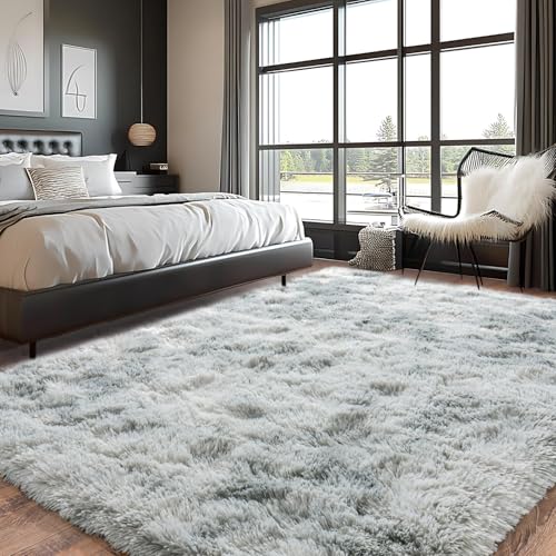 Super Fluffy Area Rug for Living Room 5x7 (Tie Dye Grey / 5' x 7' (Rectangular))